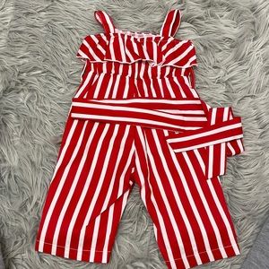 Red pinstripe romper
